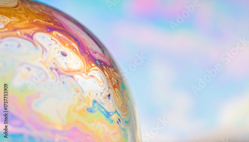Macro photo of iridescent bubbles, zoom, close up