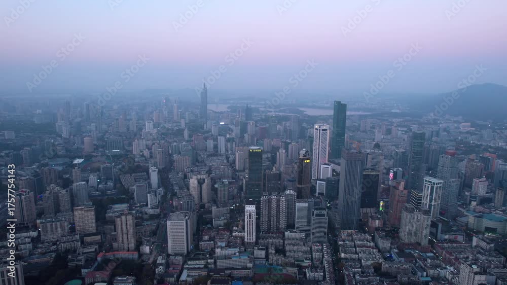 custom made wallpaper toronto digitalAerial photography of the Nanjing, China city skyline at dusk
