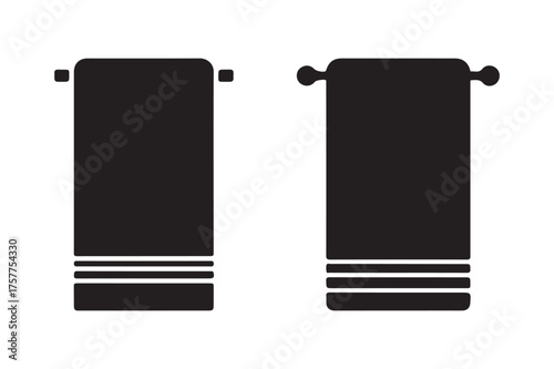 Black silhouette of two towels hanging on rods