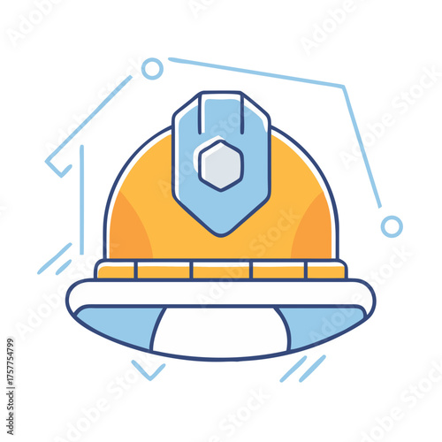 Safety first hard hat concept for construction and industrial protection theme