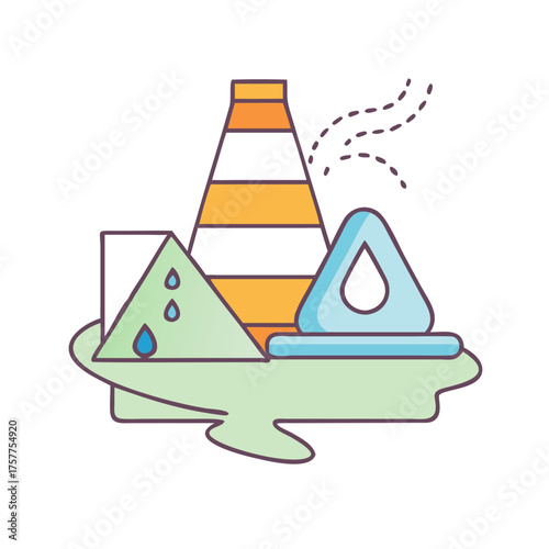Pollution concept with factory and toxic waste causing environmental issues