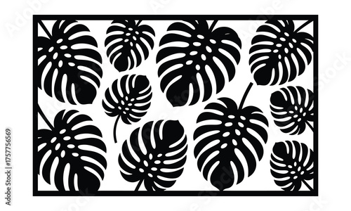 Boho Style Monstera Leaf Laser Cut Wall Panel Vector Design