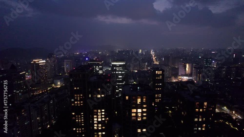 Wallpaper Mural Aerial view of Hangzhou city at night Torontodigital.ca