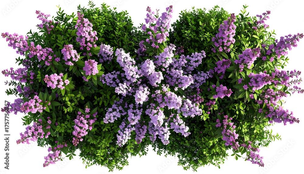 Obraz premium Overhead view of vibrant purple and pink flowers and greenery