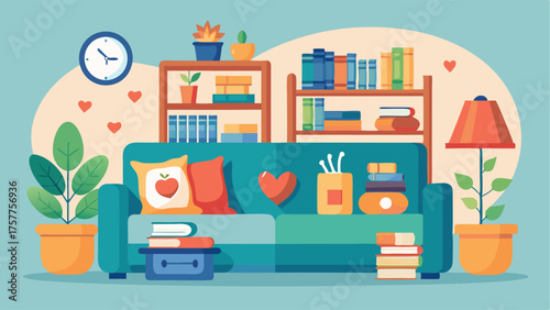 A cozy library with comfortable seating and a selection of health and wellness books.