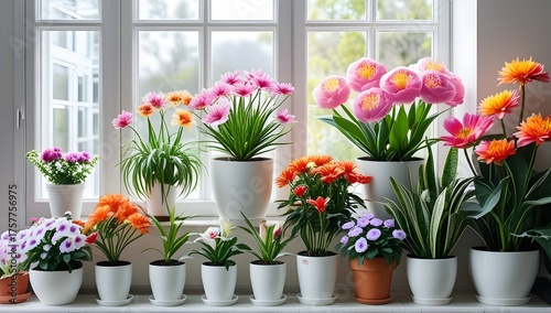 Wallpaper Mural Abundant Houseplants and Blooming Flowers Arranged at Different Levels Torontodigital.ca