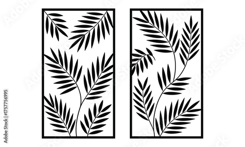 Interwoven Palm Leaf Duo Laser Cut Panels Vector Design