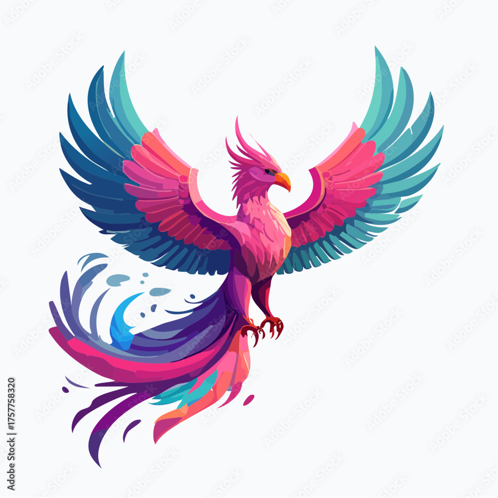 Obraz premium colorful phoenix bird with transparent background