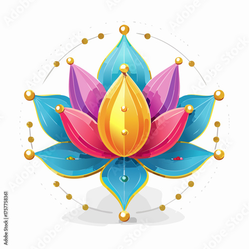 Glossy spiritual lotus flower with transparent background