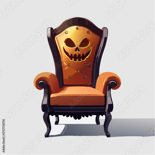 Halloween pumpkin face armchair with transparent background
