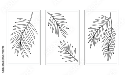 Modern Tropical Palm Cutout Panels Decorative Laser Cut Vector Design for Wall or Screen