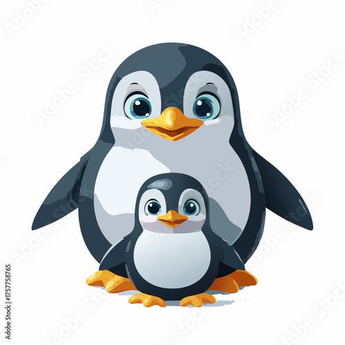 Two cartoon penguins with transparent background