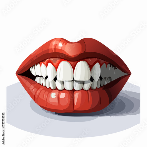 Mouth showing inflamed gums with transparent background