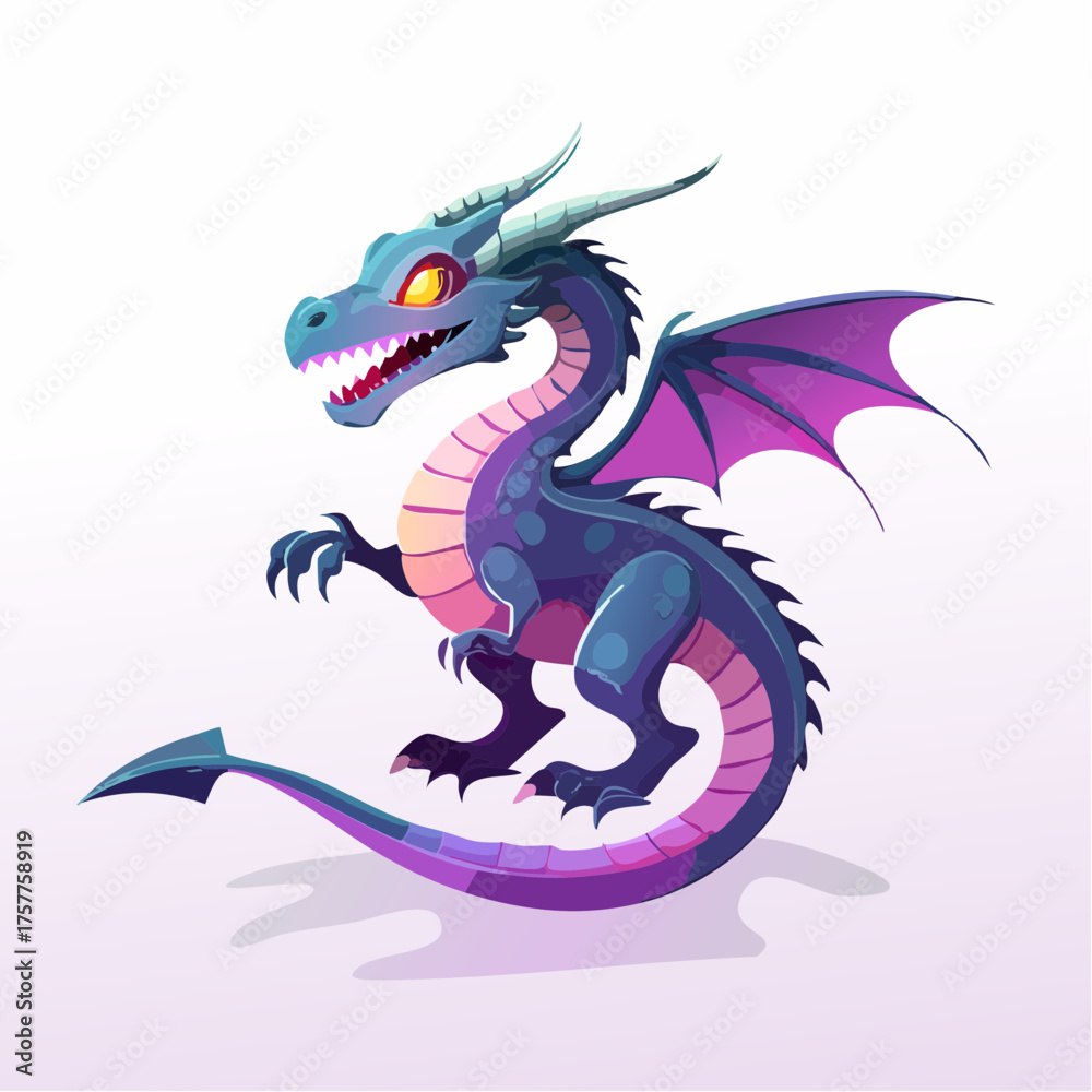 Fototapeta premium Blue fantasy dragon creature with transparent background