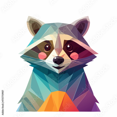 Geometric raccoon head isolated with transparent background