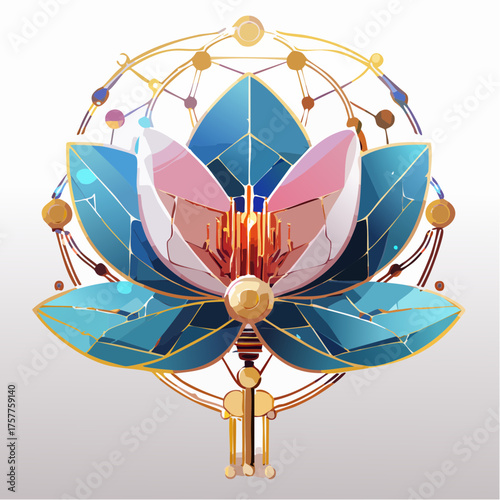 Stylized lotus flower geometric spiritual gold ornament