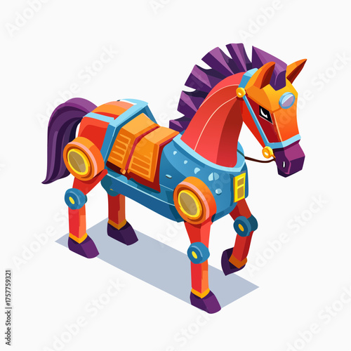 Isometric robot horse with transparent background