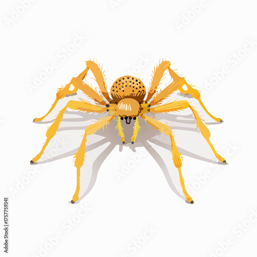 Yellow spider with black spots with transparent background