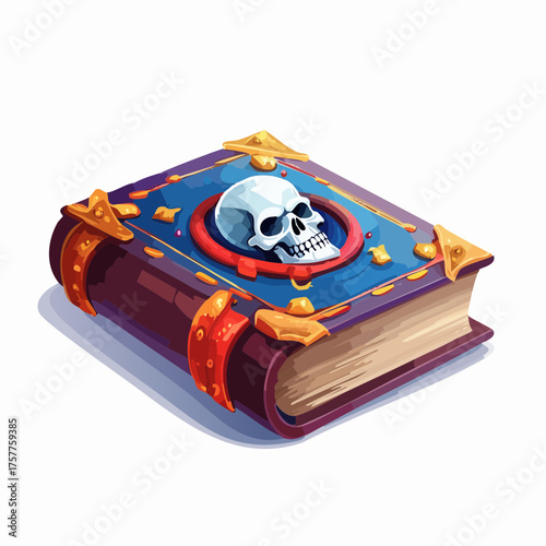 Dark magic spellbook with skull with transparent background