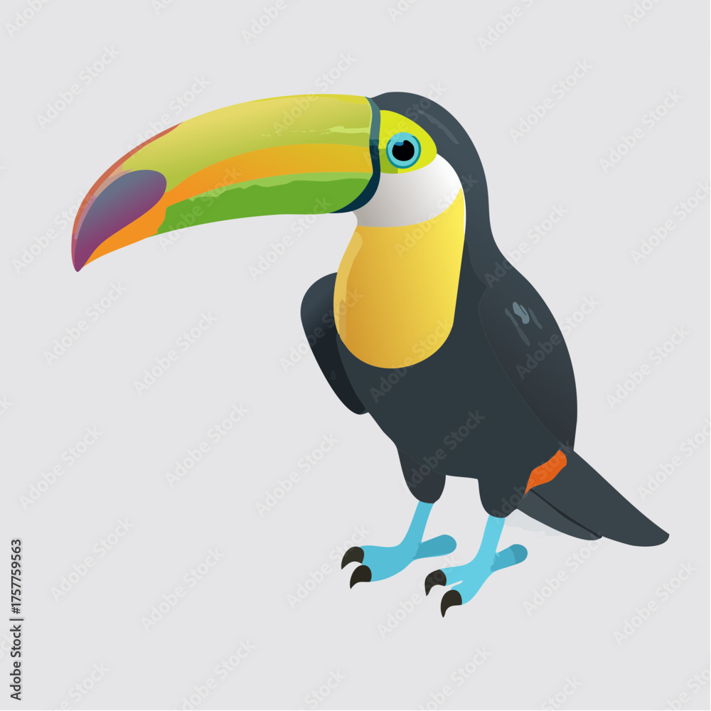 Fototapeta premium colorful toucan bird with vibrant yellow chest