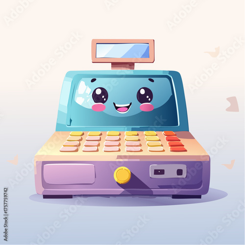 Happy cash register machine payment terminal