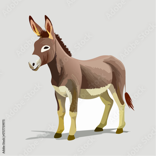 Brown donkey standing farm animal mammal