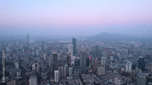 Wallpaper Mural Aerial photography of the Nanjing, China city skyline at dusk Torontodigital.ca