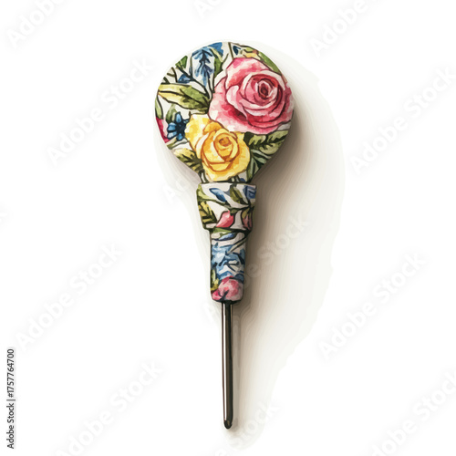 Lapel Pin, watercolor drawing vector, isolated on a white background.