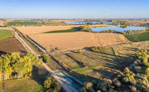 landscape of rural northeastern Colorado with Great Western Bike Trail, rails to trails conversion project