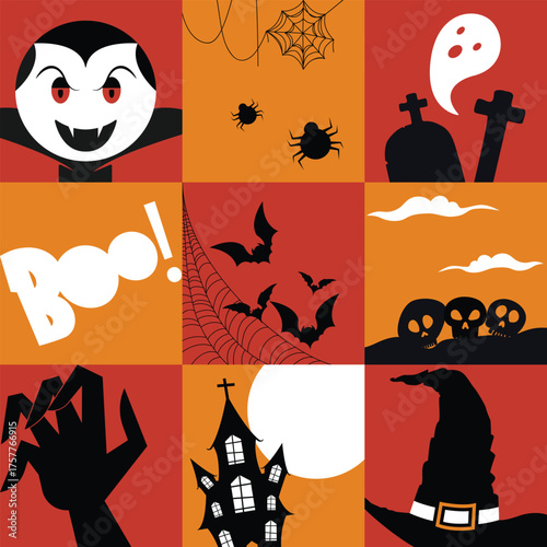 Happy Halloween Geometric Banner Vector Design.