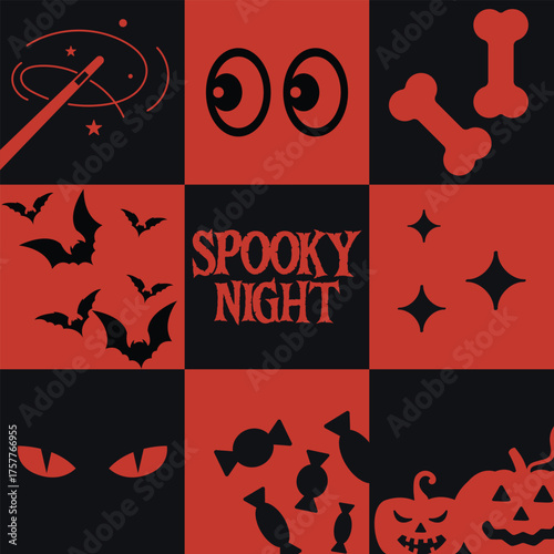 Happy Halloween Geometric Banner Vector Design.