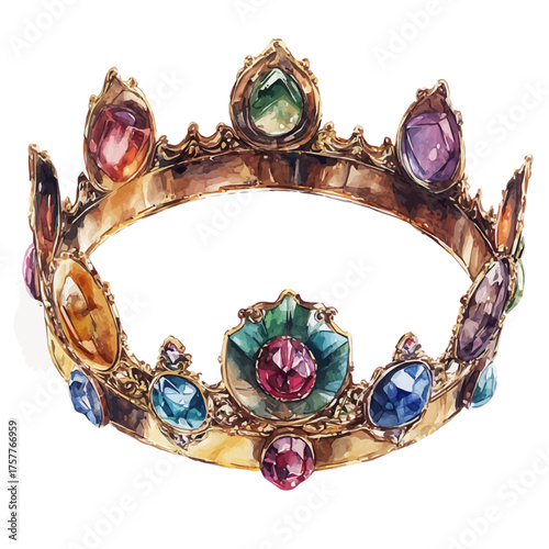 watercolor of Kingas Crown, vector, isolated on a white background.