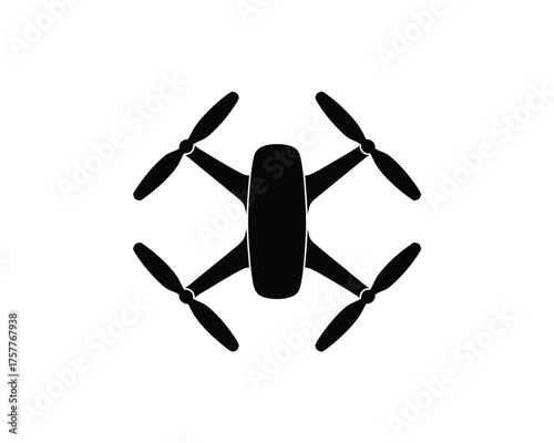 Black silhouette of a quadcopter drone viewed from above