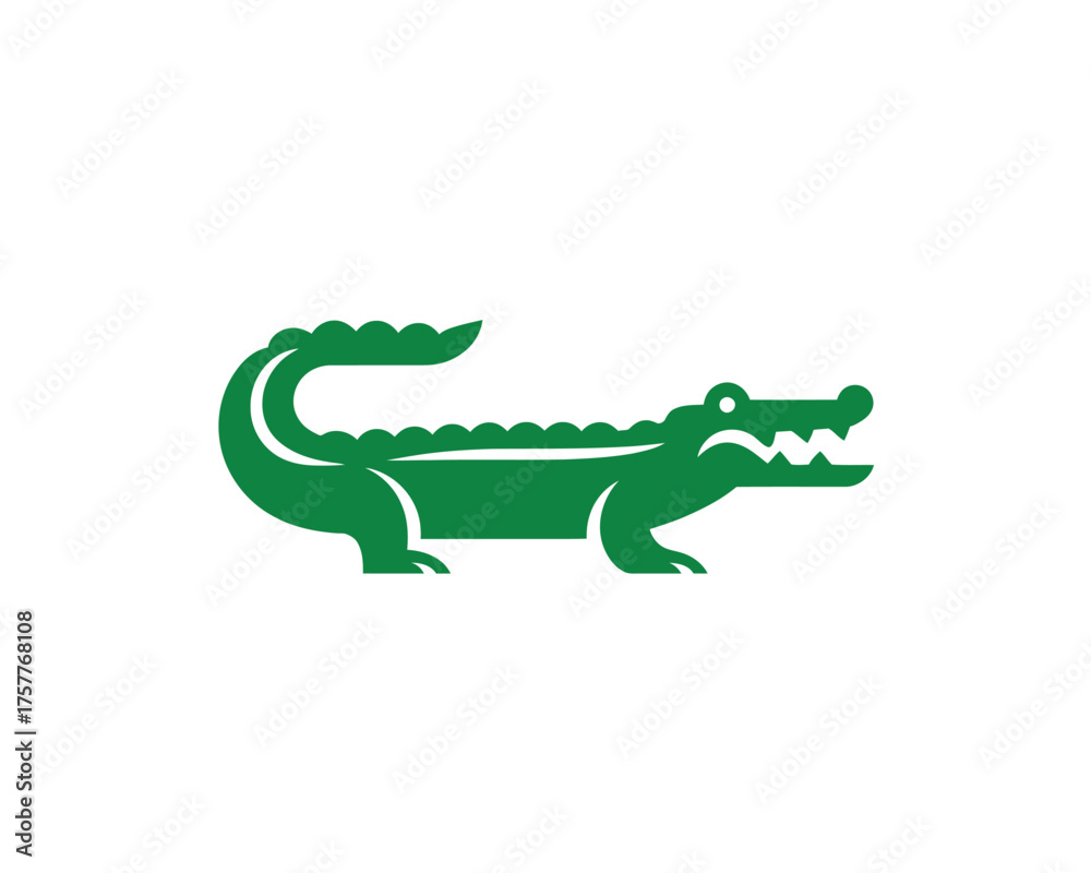 Obraz premium Green stylized alligator logo on a white background