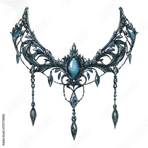 Jeweled Harness, watercolor painting vector, isolated on a white background.