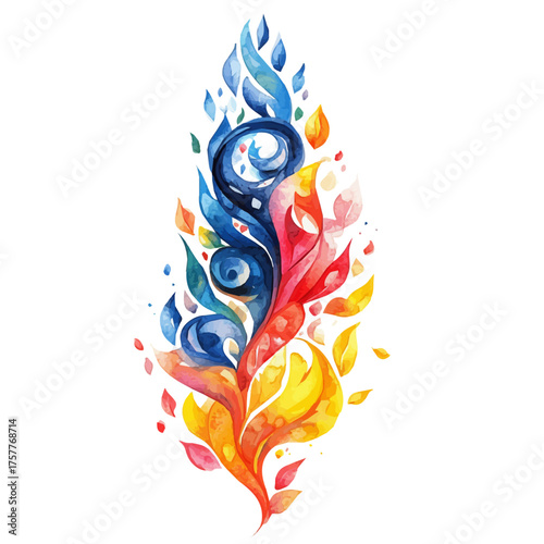 watercolor vector of Islamic Calligraphy Pendant, isolated on a white background.