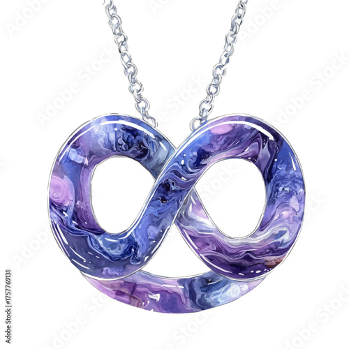 watercolor vector of Infinity Pendant, isolated on a white background.