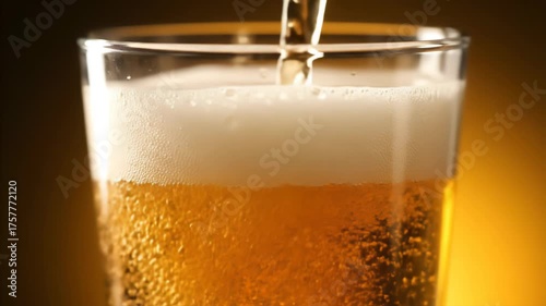 Wallpaper Mural Golden Beer Poured Into Glass Creating Frothy Head With Rising Bubbles And Amber Liquid Torontodigital.ca