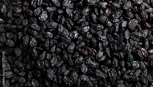 Close-up of dried dark raisins