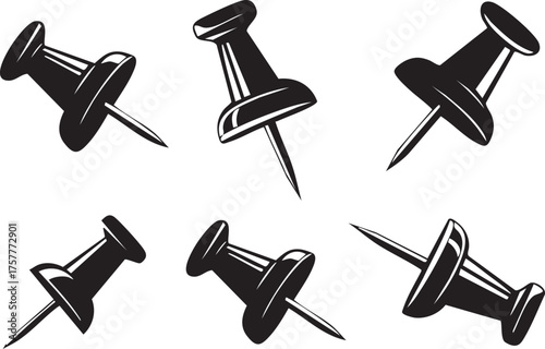 Thumb Tack Vector Illustration Set