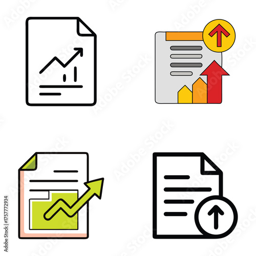 Four icons representing growth and data analysis
