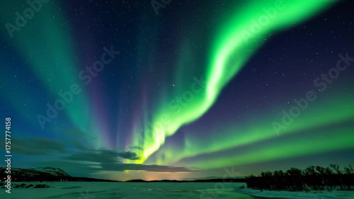 Spectacular Aurora Borealis Dancing Across the Night Sky.
