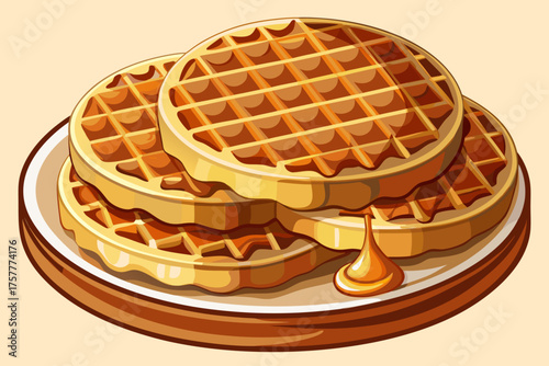 vector of Stroopwaffle cookies 
Thin biscuit with caramel layer in the middle
It is usually served with coffee
One of the most popular Dutch export foods