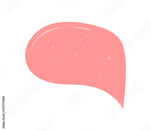 Pink grunge speech box with organic hand drawn round bubble. Chat sticker for message or talk, unique conversation element, abstract background, modern rough texture, creative template for digital