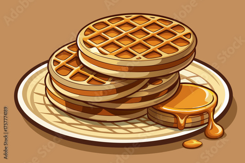 vector of Stroopwaffle cookies 
Thin biscuit with caramel layer in the middle
It is usually served with coffee
One of the most popular Dutch export foods