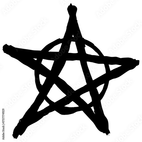 Painted pentagram circumscribed by a circle (also known as a pentacle).