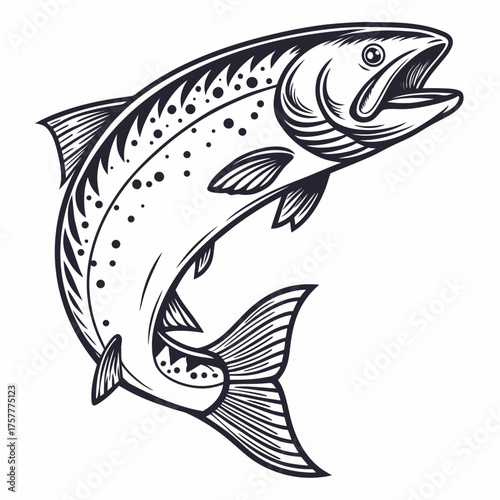Salmon Vintage Woodcut Engraving Style Vector Illustration
