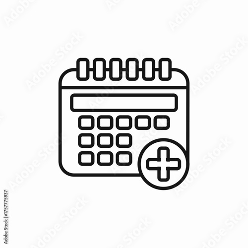 calendar plus add icon sign vector