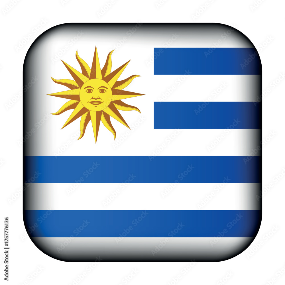 Fototapeta premium Glass light ball with flag of Uruguay. Round sphere, template icon. Uruguayan islands national symbol. Glossy realistic ball, 3D abstract vector illustration. Big bubble.