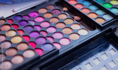 Eyeshadow Palette With Vibrant Shades for Makeup Application Close-Up
